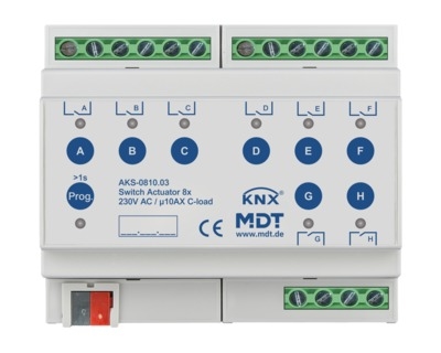 MDT AKS-0810.03 Schaltaktor 8fach REG 10A 230VAC C-Last Standard